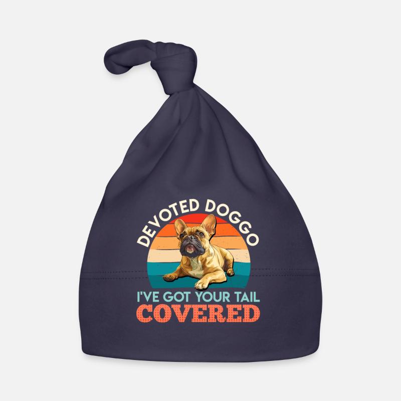 French Bulldog DEVOTED DOGGO Funny Organic Baby Cap