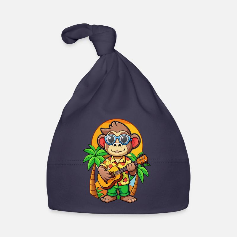 Lunettes de soleil de plage d’été de dessin animé de singe drôle Bonnet bio Bébé