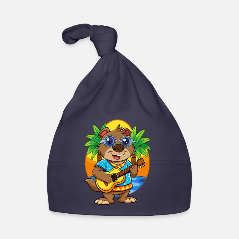 Lunettes de soleil de plage d’été de dessin animé de castor drôle Bonnet bio Bébé