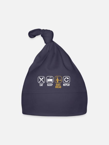Eat Sleep Bake Bread Repeat Bread Dough Lover - Organic Baby Cap - navy - Front