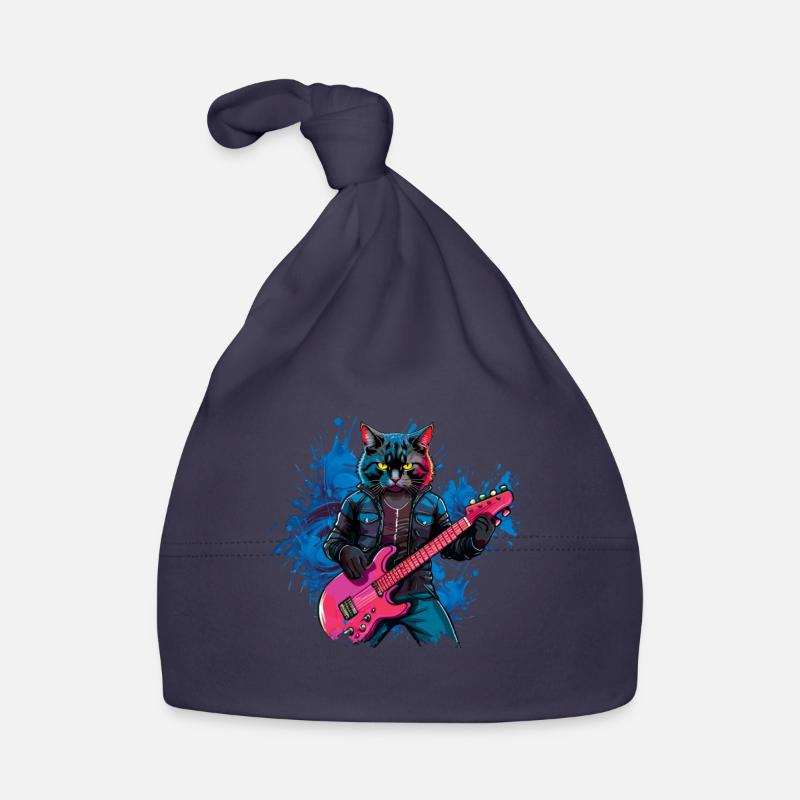 Cat Playing Acoustic Guitar Instruments Rocker Organic Baby Cap