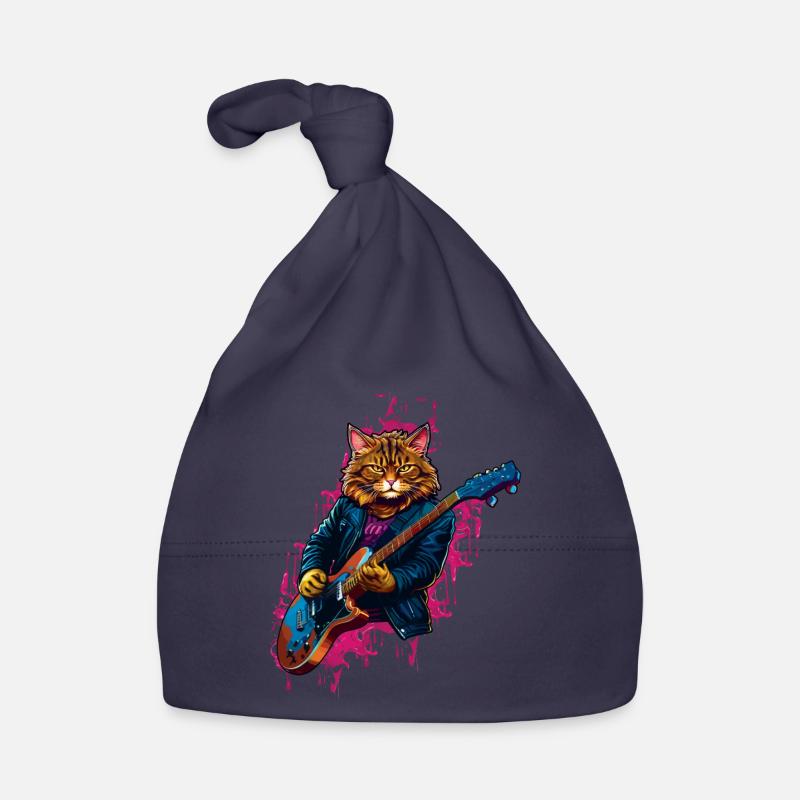 Rocker Cat Plays Guitar Instruments Organic Baby Cap