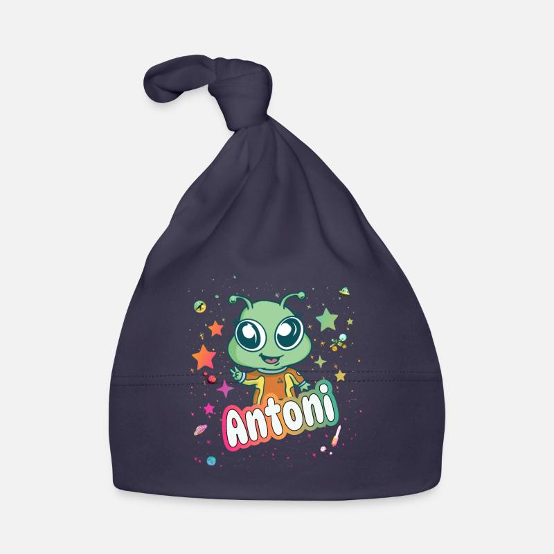 ANTONI - Beau nom de garçon avec extraterrestre mignon Bonnet bio Bébé