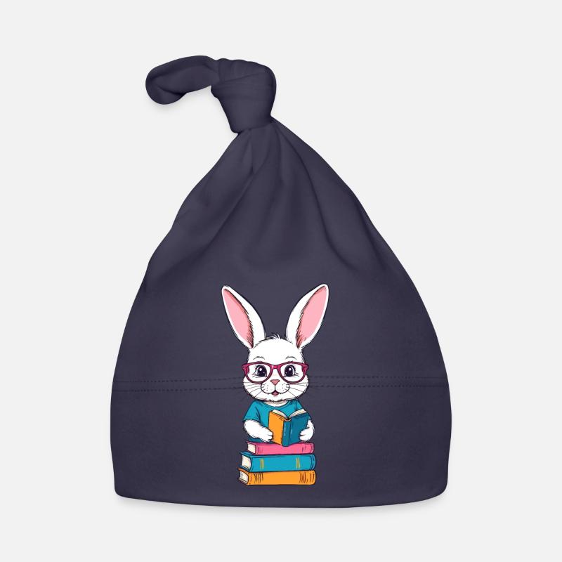 Reading Bunny Enthusiastic Book Lover Style Organic Baby Cap