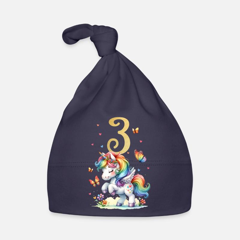 Geburtstag 3 Einhorn Dritter Geburtstag Mädchen 3 Baby Bio-Mütze