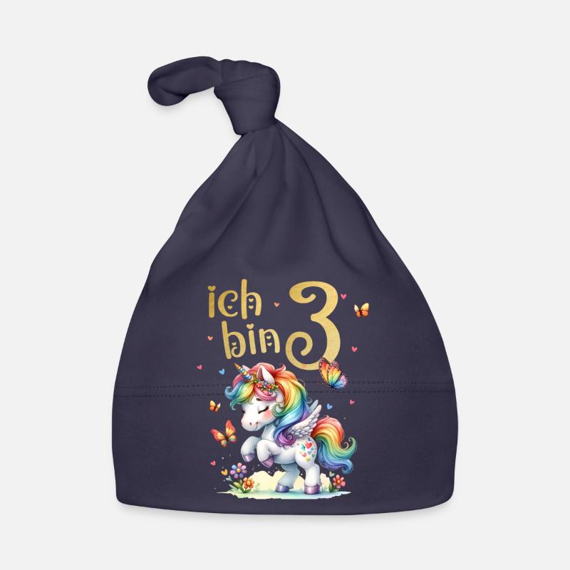 Geburtstag 3 Einhorn Dritter Geburtstag Mädchen 3 Baby Bio-Mütze