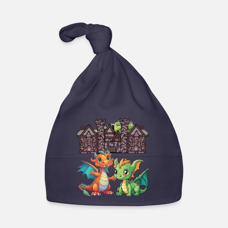 Dragon médiéval Dragon - Bonnet bio Bébé - marine