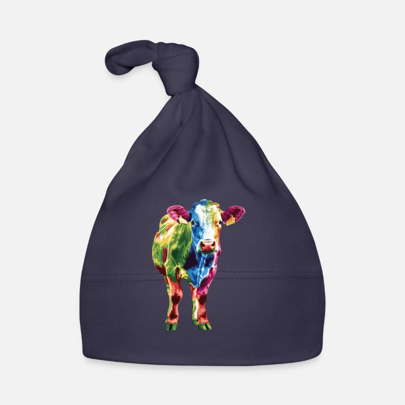 Vache colorée Arc en ciel Oeuvre Bonnet bio Bébé