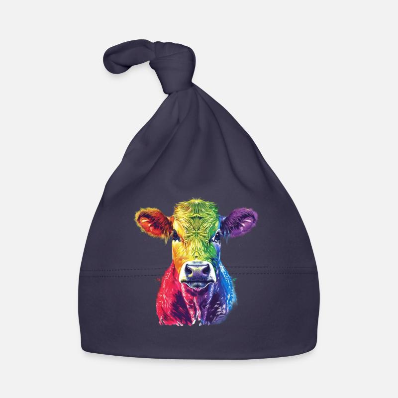 Oeuvre de vache arc-en-ciel colorée Bonnet bio Bébé