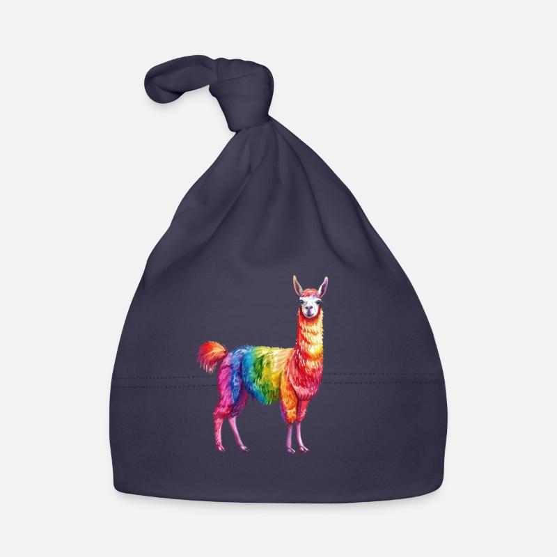 Buntes Regenbogen Lama Baby Bio-Mütze
