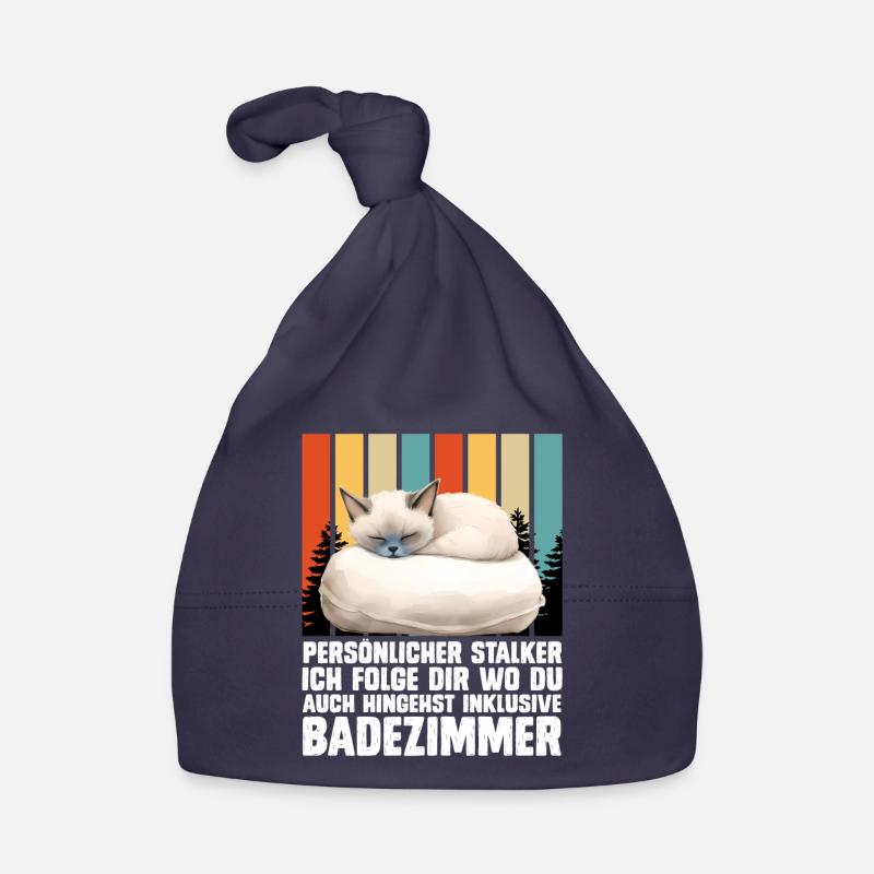 Chat siamois PERSONAL STALKER JE TE SUIS - Bonnet bio Bébé - marine