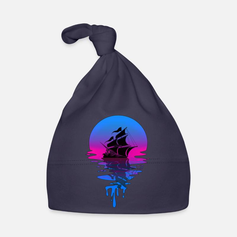 Sunset Pirate Ship Baby Bio-Mütze