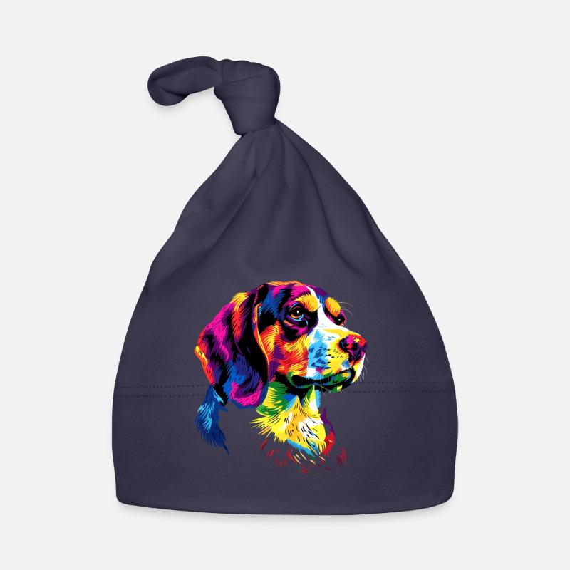 Beagle Welpe Popart Süßer Hund Bunte Farben Beagle Baby Bio-Mütze
