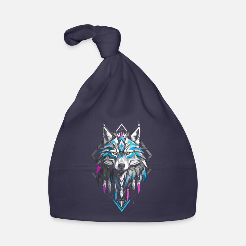 Bunter geometrischer Wolf Baby Bio-Mütze