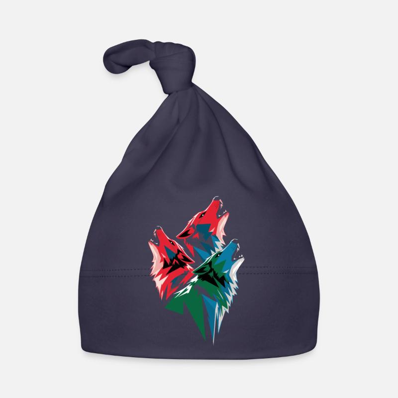 Three Colorful Wolves Artwork Organic Baby Cap