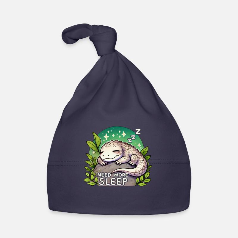 Need More Sleep Funny Lizard Humor Pajama Organic Baby Cap