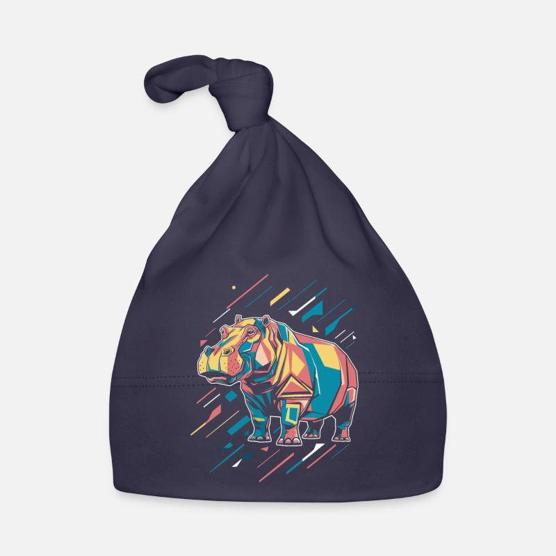 Bunter Geometrischer Hippo Mit Farbspritzern Baby Bio-Mütze