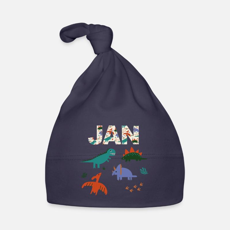 JAN - Beautiful boy name with dinosaur Organic Baby Cap