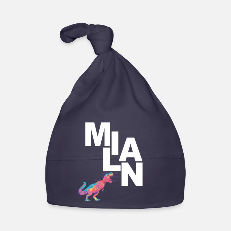 MILAN - Beautiful boy name with dinosaur Organic Baby Cap