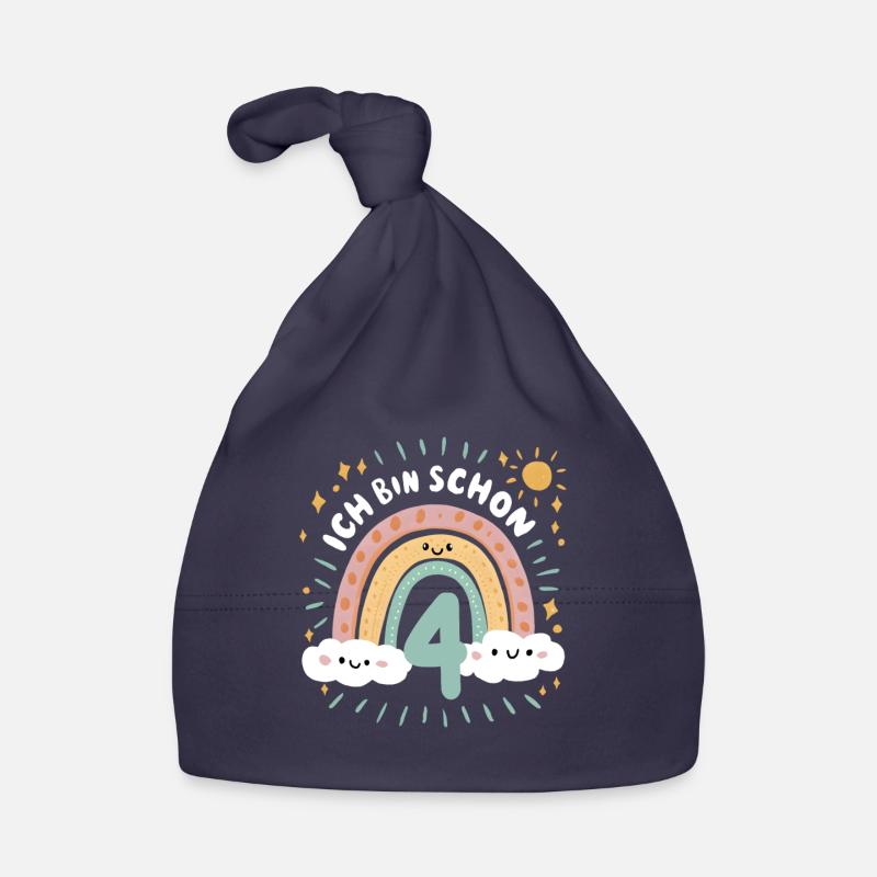 4th Birthday Shirt Rainbow Cloud Organic Baby Cap