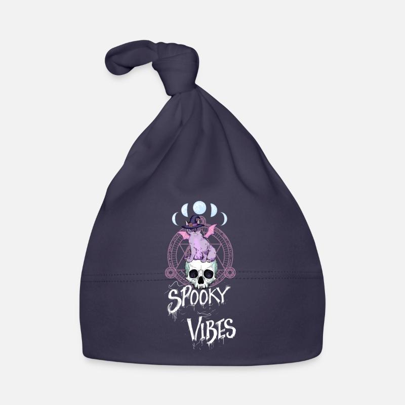 Chat avec chapeau de sorcière et conception de crâne Bonnet bio Bébé