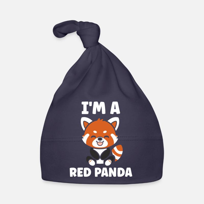 Panda roux - Bonnet bio Bébé - marine