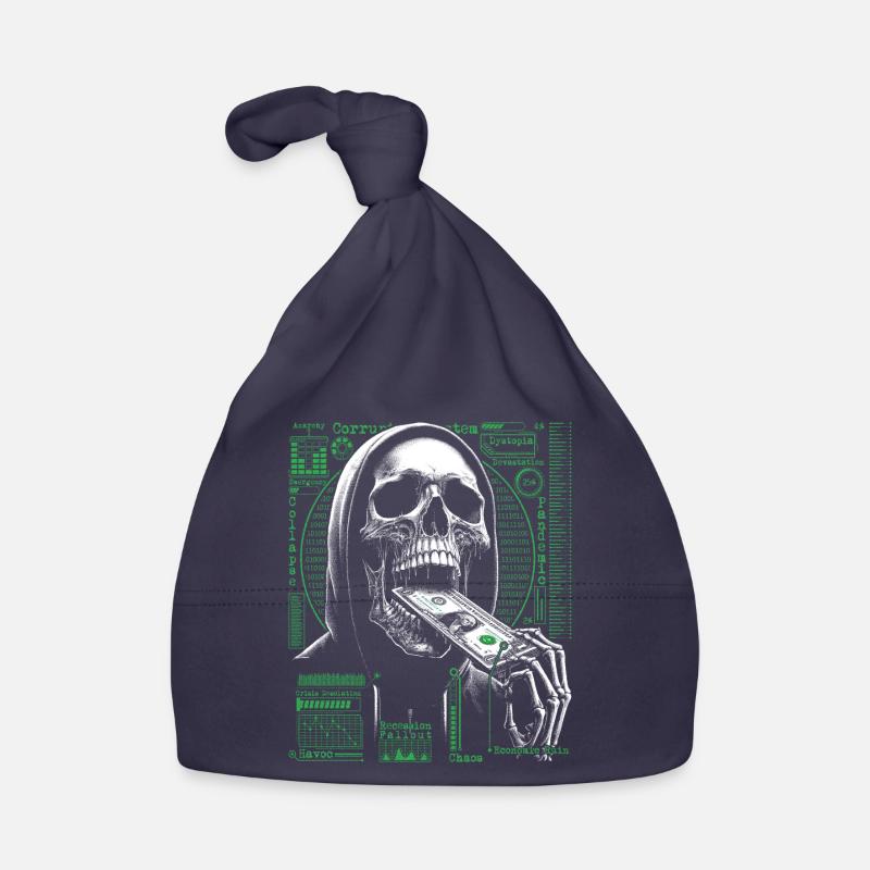 Hacker Skull Eating Dollar - Anarchy & Corruption Organic Baby Cap