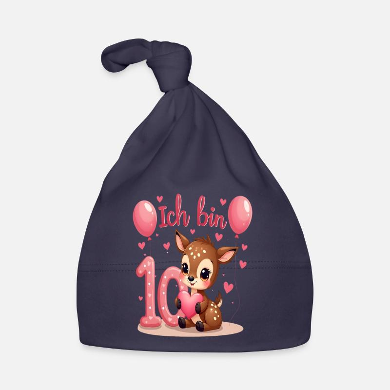 Süßes Reh Ich bin 10 Kinder 10. Geburtstag Mädchen Baby Bio-Mütze