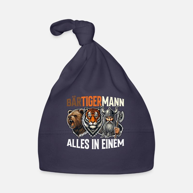 BEARDED MAN Viking Beard Man Tiger Funny Organic Baby Cap