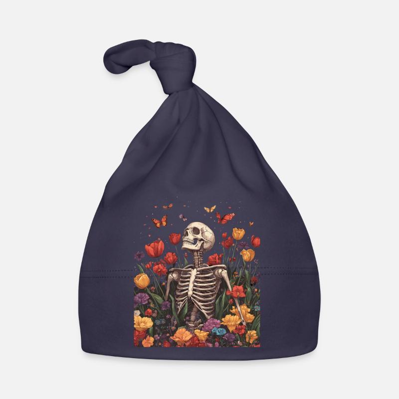 Skeleton Flowers Organic Baby Cap