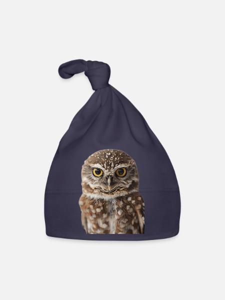 Owl - Organic Baby Cap - navy - Front