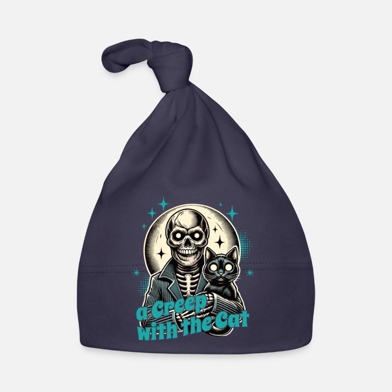 Squelette d’Halloween avec chat : un creep avec le chat Bonnet bio Bébé