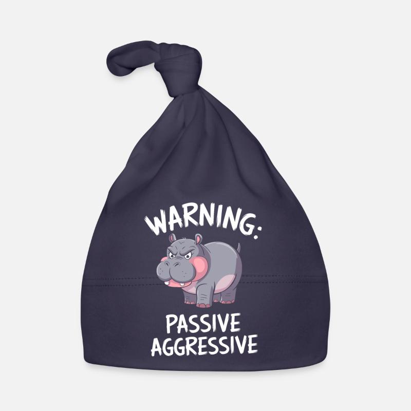 Warning: Passive Aggressive Hippo Cartoon Organic Baby Cap
