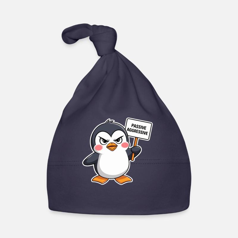 Passiver Aggressiver Pinguin Mit Schild Baby Bio-Mütze