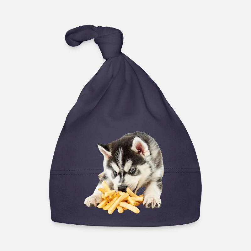 Husky sibérien - Bonnet bio Bébé - marine