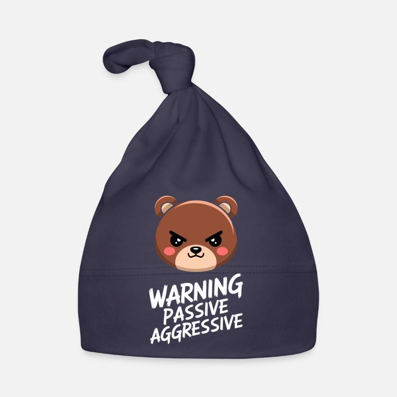 Warning Passive Aggressive Bear Illustration Organic Baby Cap