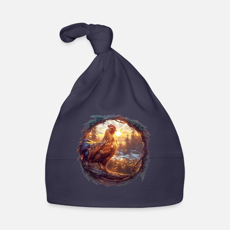 Coq Coqs Coq - Bonnet bio Bébé - marine