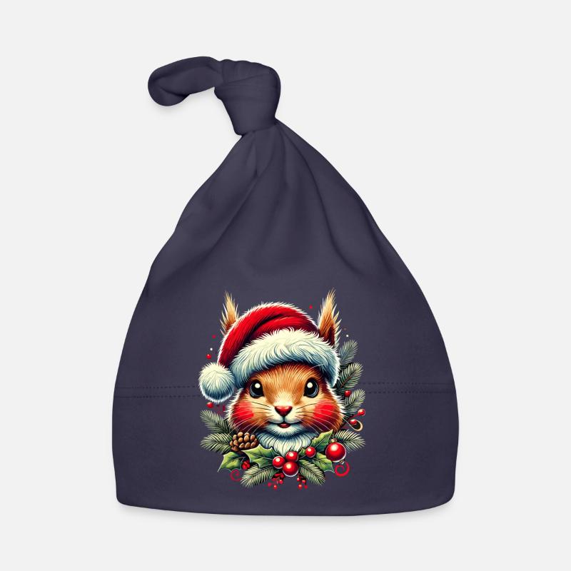 Écureuil de Noël avec chapeau de Noël Bonnet bio Bébé