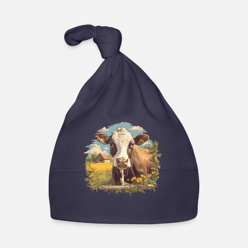 Vaches Vache - Bonnet bio Bébé - marine