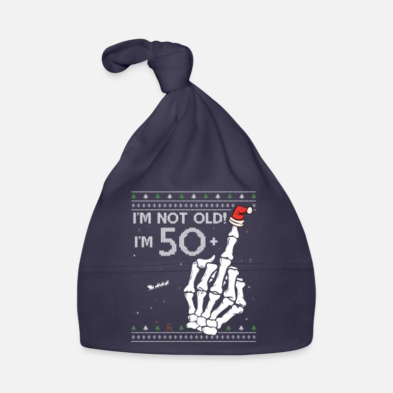 Ich bin 50 + 1 Mittelfinger Hässlicher Weihnachtspullover für Baby Bio-Mütze