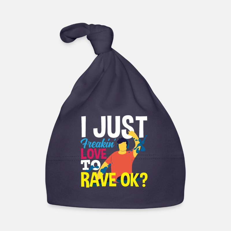 Techno Lover - J’aime tellement la rave - Bonnet bio Bébé - marine