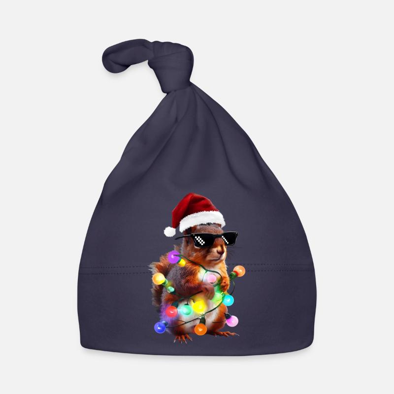 Weihnachts Eichhörnchen mit Lichterkett Baby Bio-Mütze