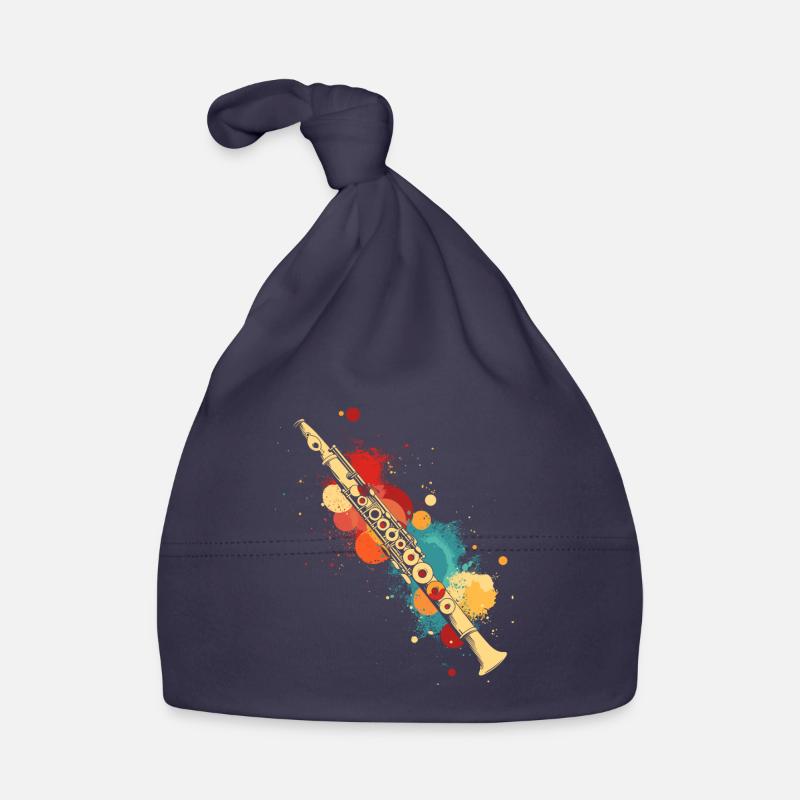 Flûte éclaboussée de couleur - Bonnet bio Bébé - marine
