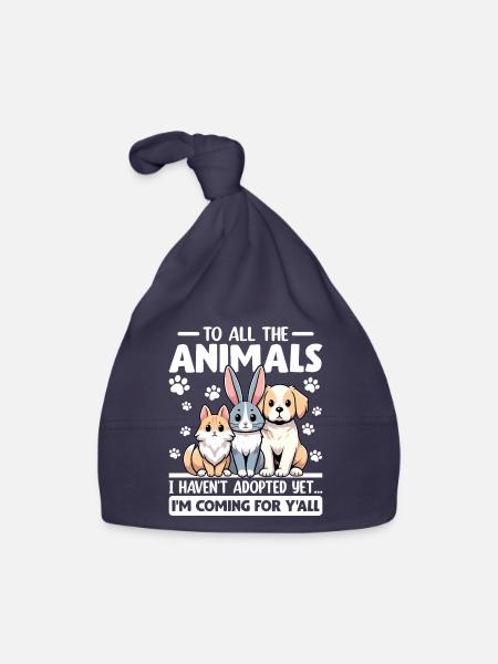 Drôle Sauver les animaux Refuge pour animaux de compagnie Sauvetage Famille d’accueil - Bonnet bio Bébé - marine - Devant