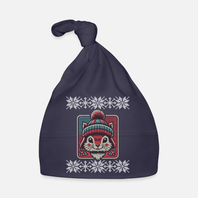 Winterliches Eichhörnchen Mit Mütze Und Muster Baby Bio-Mütze