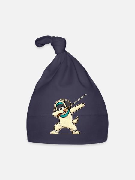 Dubbing Dog Fencer Fence Sword Epee Fencing - Organic Baby Cap - navy - Front