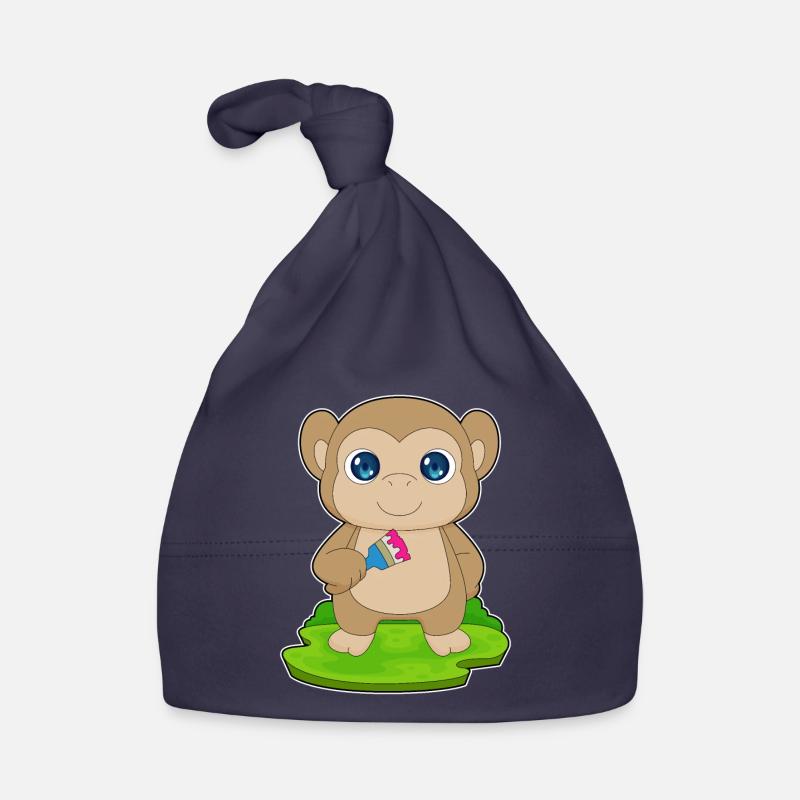 Monkey Painter Brush Painting Organic Baby Cap