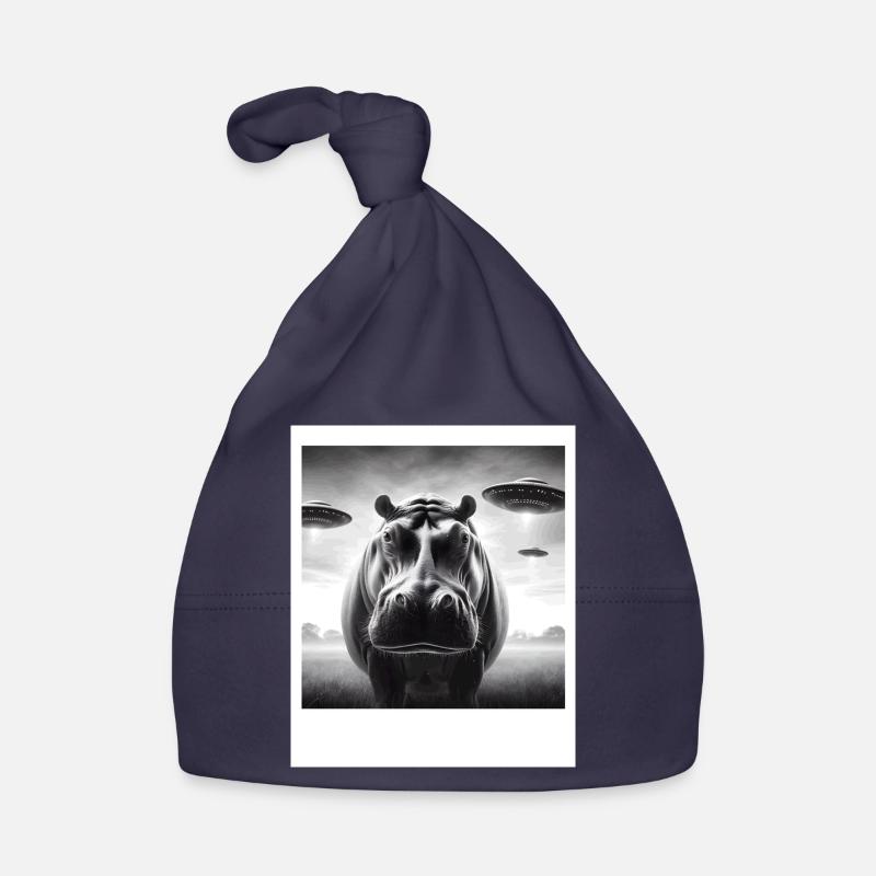 Hippo Sci-fi Funny Graphic Selfie with UFOs Weird Organic Baby Cap