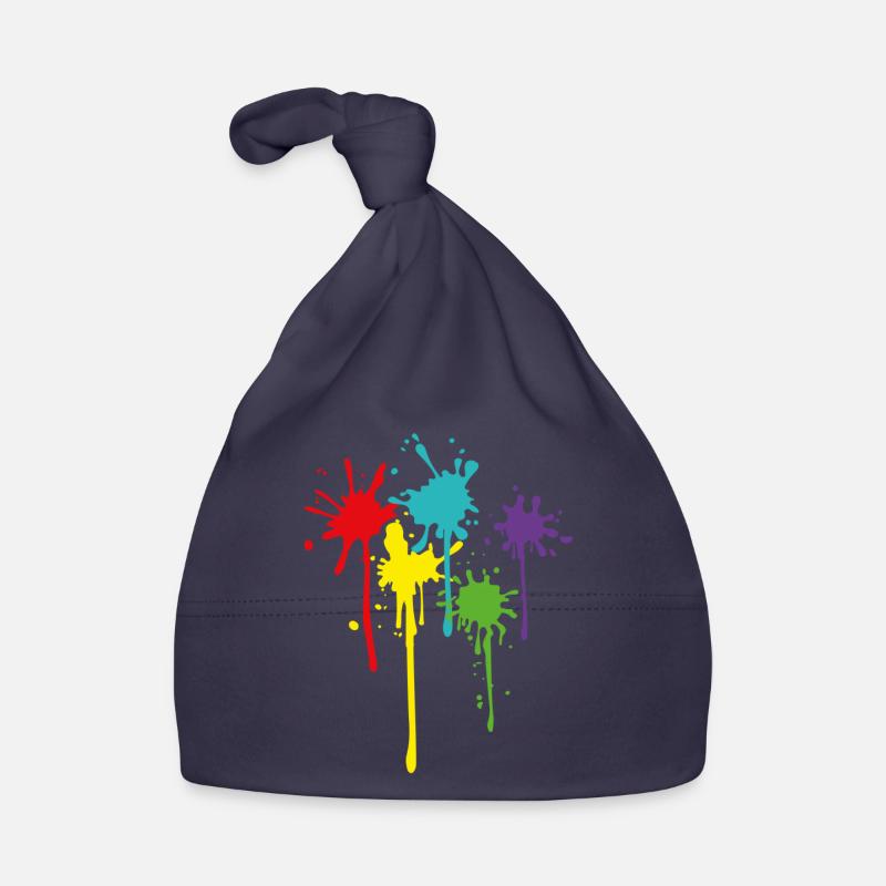 Fasching Bunte Farben Klecks Farbspritzer Baby Bio-Mütze