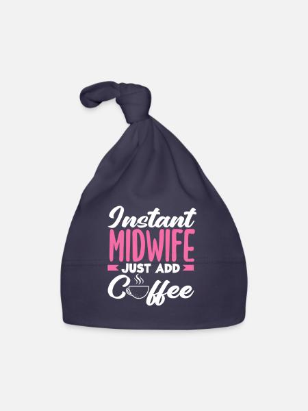 Instant Midwife Easy to Add Coffee - Organic Baby Cap - navy - Front
